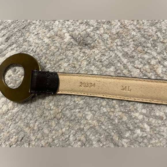 Chicos Vintage Belt M/L Brown Genuine Leather Beaten Gold Buckle Adjustable Rare - Picture 3 of 7